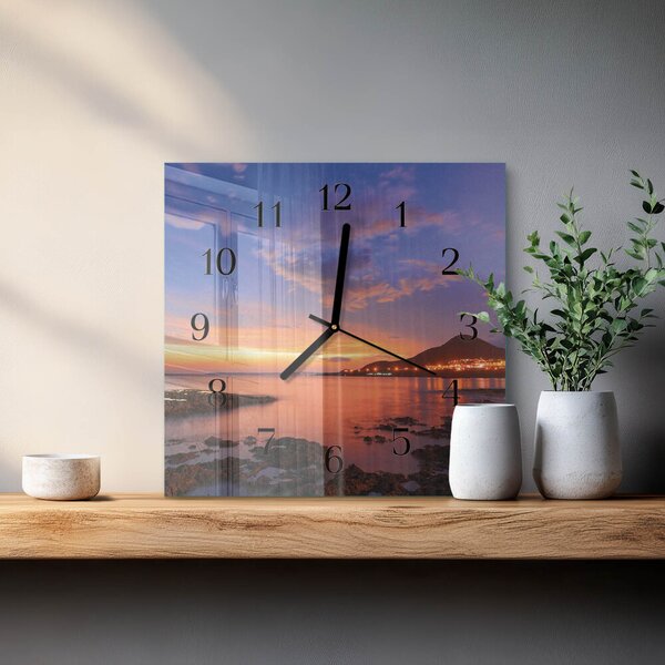Skleněné hodiny na stěnu Mořský ostrov zskc-30x30-00173284