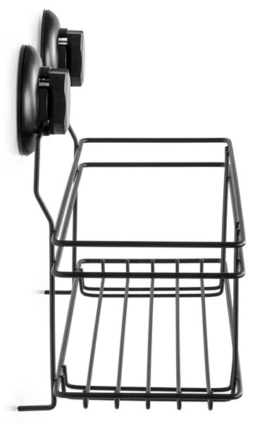 Velká polička na zeď Compactor Bestlock Black s přísavkami - bez vrtání, nosnost až 12 kg