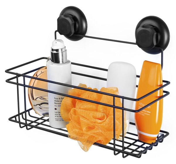 Velká polička na zeď Compactor Bestlock Black s přísavkami - bez vrtání, nosnost až 12 kg