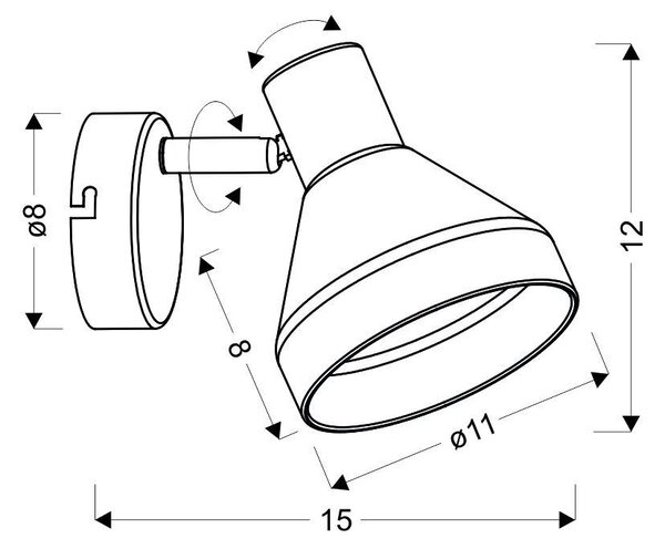 Candellux Černo-zlaté nástěnné svítidlo Gregory pro žárovku E14 21-76724
