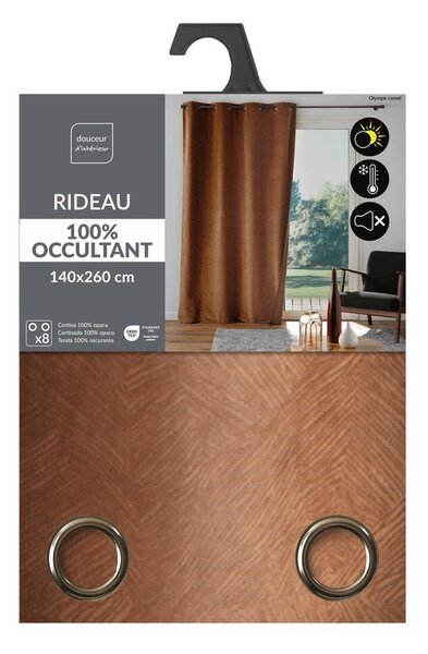 Hnědý sametový závěs 140x260 cm Olympe – douceur d'intérieur