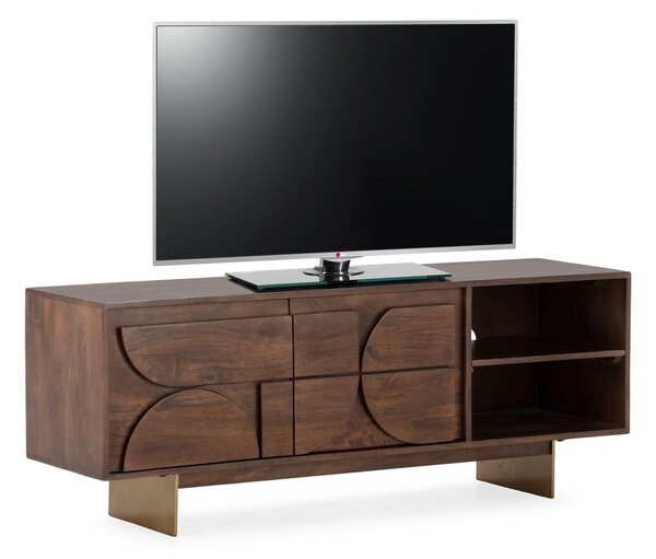 Hnědý TV stolek z mangového dřeva 145x55x40 cm Trisha – MOME