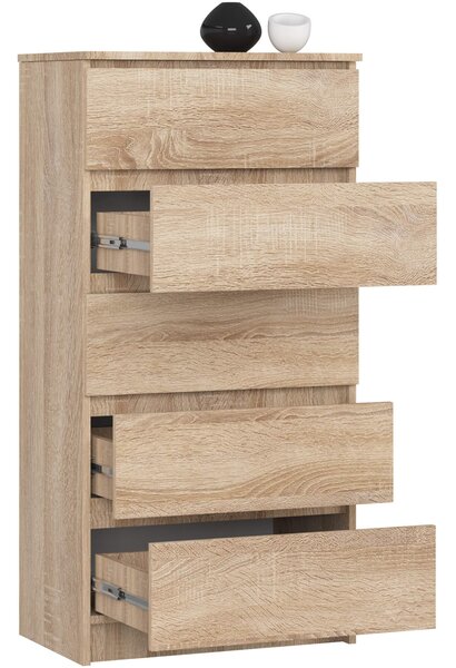 Ak furniture Komoda Kuba s 5 zásuvkami 60 cm dub sonoma