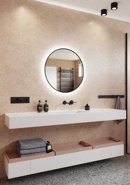 Dubiel Vitrum Zoe zrcadlo 80x80 cm kulatý s osvětlením černá 5905241012988