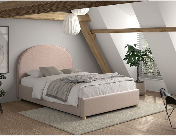 Růžová čalouněná dvoulůžková postel s úložným prostorem s roštem 140x200 cm Moon – Vipack