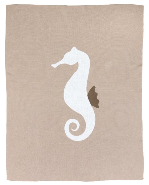Hnědá bavlněná dětská deka Quax Seahorse 100 x 80 cm