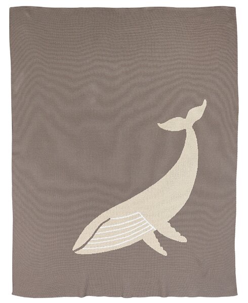 Tmavě béžová bavlněná dětská deka Quax Whale 100 x 80 cm