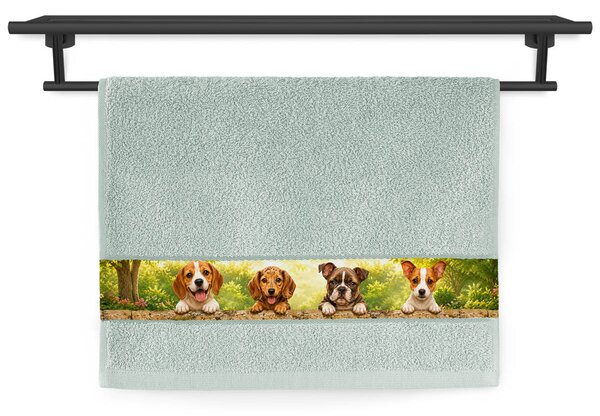 Ručník Veba RUJANA tisk Nejvěrnější kamarádi zelenošedá Velikost: 30x50 cm