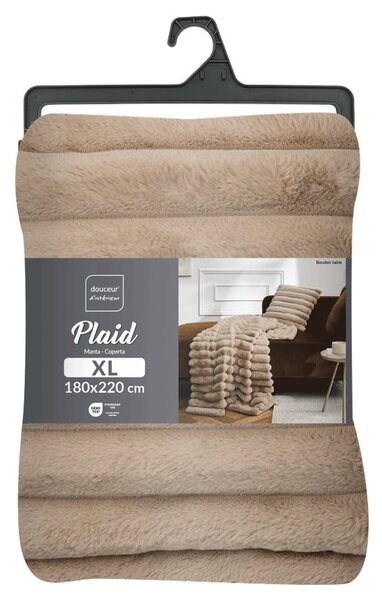 Světle hnědá deka z mikroplyše 180x220 cm Boudoir – douceur d'intérieur