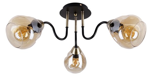 Candellux UNICA Stropní svítidlo Black+Golden 3X40W E27 Smoked lampshade
