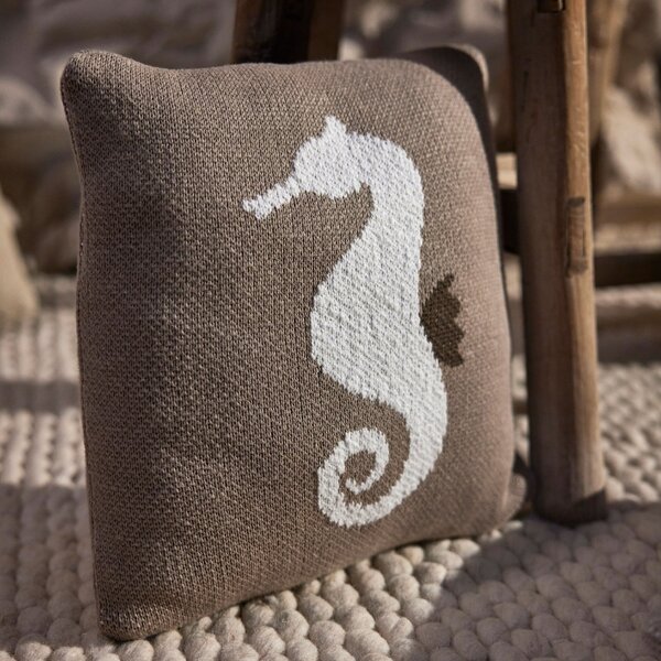 Světle hnědý bavlněný dětský polštář Quax Seahorse 30 x 30 cm