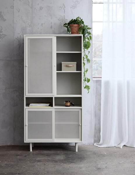 Šedá kovová skříň s posuvnými dveřmi 90x180x40 cm Veep – Unique Furniture