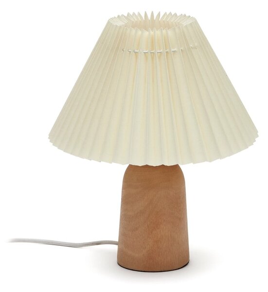 Béžová/v přírodní barvě stolní lampa z kaučukového dřeva s textilním stínidlem (výška 33 cm) Benicarlo – Kave Home