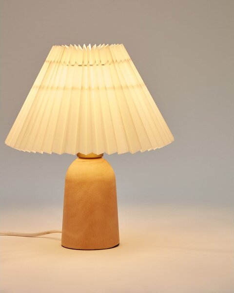 Béžová/v přírodní barvě stolní lampa z kaučukového dřeva s textilním stínidlem (výška 33 cm) Benicarlo – Kave Home