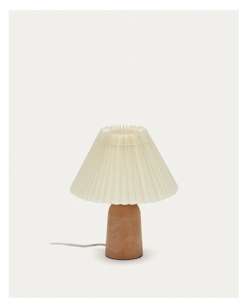 Béžová/v přírodní barvě stolní lampa z kaučukového dřeva s textilním stínidlem (výška 33 cm) Benicarlo – Kave Home