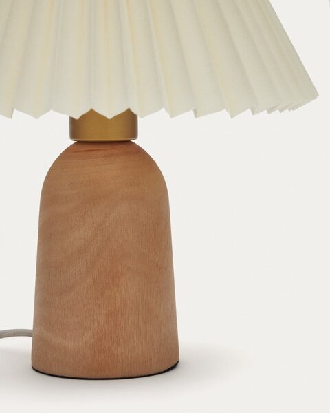 Béžová/v přírodní barvě stolní lampa z kaučukového dřeva s textilním stínidlem (výška 33 cm) Benicarlo – Kave Home