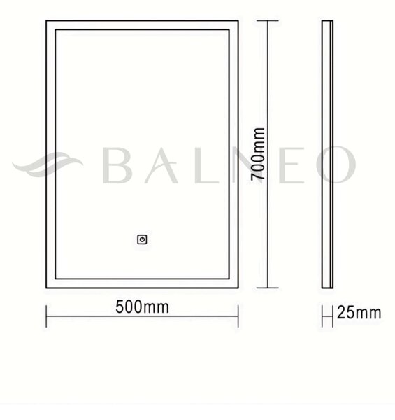 Balneo Lumin zrcadlo 50x70 cm obdélníkový s osvětlením s vyhřívací podložkou L0201020401-7