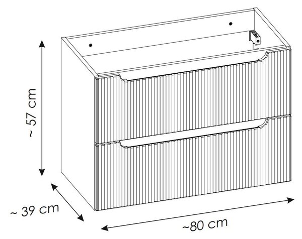 Comad Nova Coast Evoke skříňka 80x39x57 cm pod umyvadlo závěsná dub NOVA COAST EVOKE 82-80-40-2S