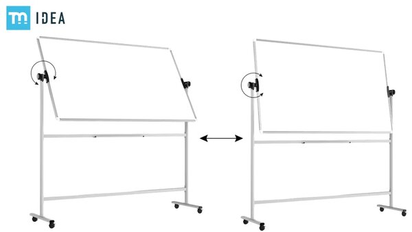 Mobilní tabule TM Idea, oboustranná, otočná, za sucha stíratelná, magnetická, 200x100 cm – řada FLEX,, DMB2010