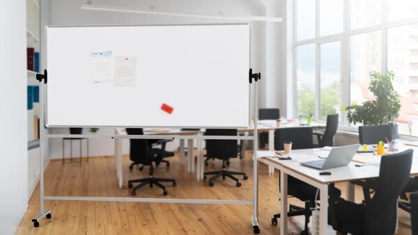 Mobilní tabule TM Idea, oboustranná, otočná, za sucha stíratelná, magnetická, 200x100 cm – řada FLEX,, DMB2010