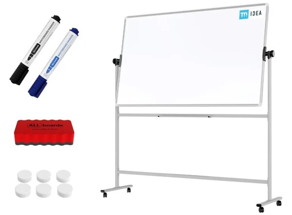 Mobilní tabule TM Idea, oboustranná, otočná, za sucha stíratelná, magnetická, 170x100 cm – řada FLEX, DMB1710