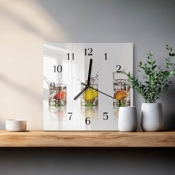 Skleněné hodiny na stěnu Ovocné sklenice zskc-30x30-00173378