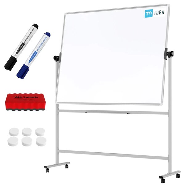 Mobilní tabule TM Idea, oboustranná, otočná, za sucha stíratelná, magnetická, 150x120 cm – řada FLEX, DMB1512