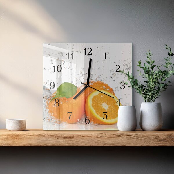 Skleněné hodiny na stěnu Pomeranče zskc-30x30-00173373