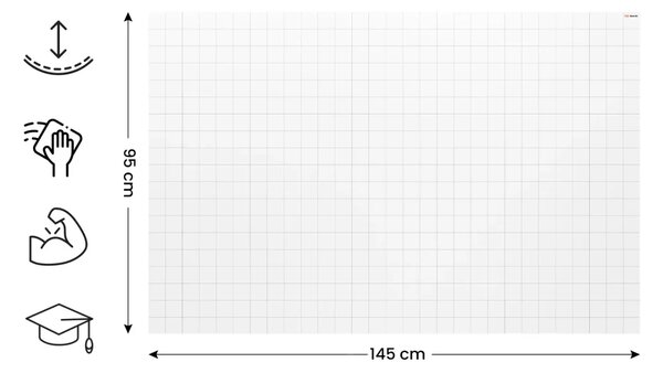 Magnetická fólie se čtverečkovým potiskem – stíratelná, 145×95 cm, NM145X95_KR