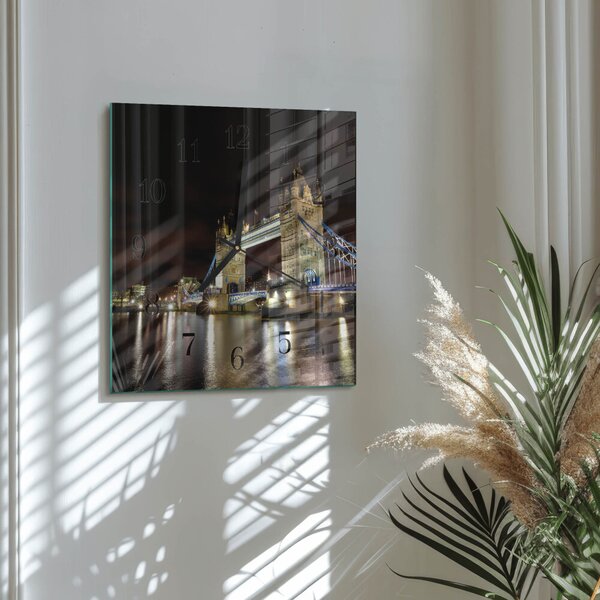 Skleněné hodiny na stěnu Londýnský most zskc-30x30-00173416
