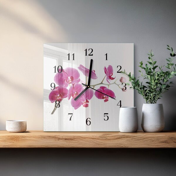 Skleněné hodiny na stěnu Orchidej zskc-30x30-00173384