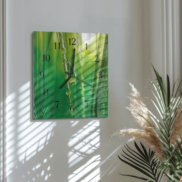 Skleněné hodiny na stěnu Kapky trávy zskc-30x30-00173433