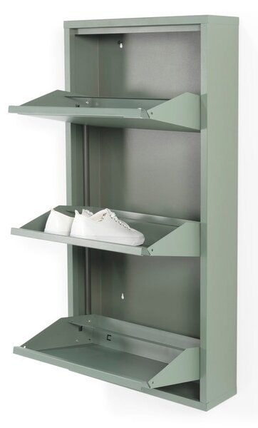 Šedozelený kovový výklopný botník 50x103x15 cm Billy – Spinder Design