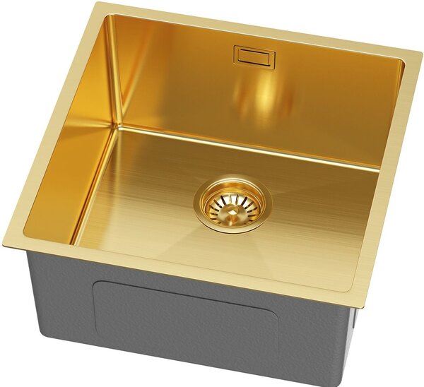 Ruvetti Stelio ocelový dřez se sifonem 44x44 cm zlatá 5001S_PVD_GOLD50_P