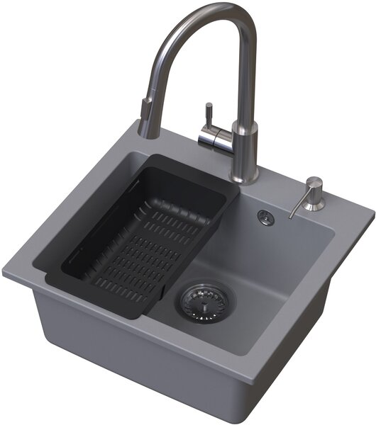 Ruvetti Frigo dřez s baterií a příslušenstvím šedá/ocel LP_3200-FR4945GR_W