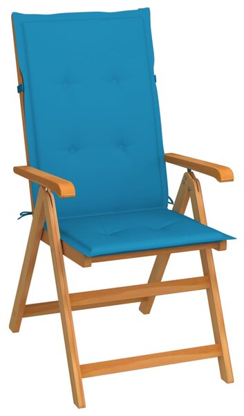 Zahradní židle s modrými poduškami masivní teak