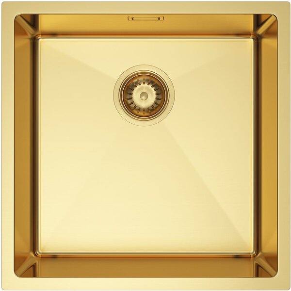 Ruvetti Stelio ocelový dřez se sifonem 44x44 cm zlatá 5001S_PVD_GOLD50_P