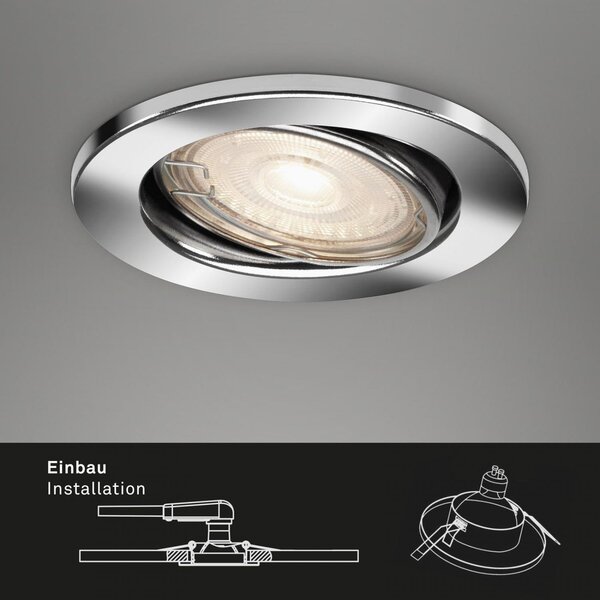 BRI 7220-038 3ks sada LED vestavné svítidlo, pr. 8,6 cm, 5 W, chrom - BRILONER