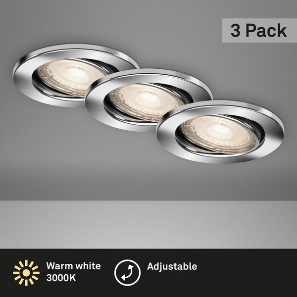 BRI 7220-038 3ks sada LED vestavné svítidlo, pr. 8,6 cm, 5 W, chrom - BRILONER