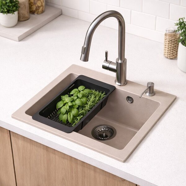Ruvetti Frigo dřez s baterií a příslušenstvím béžová/ocel LP_3200-FR4945BE_W