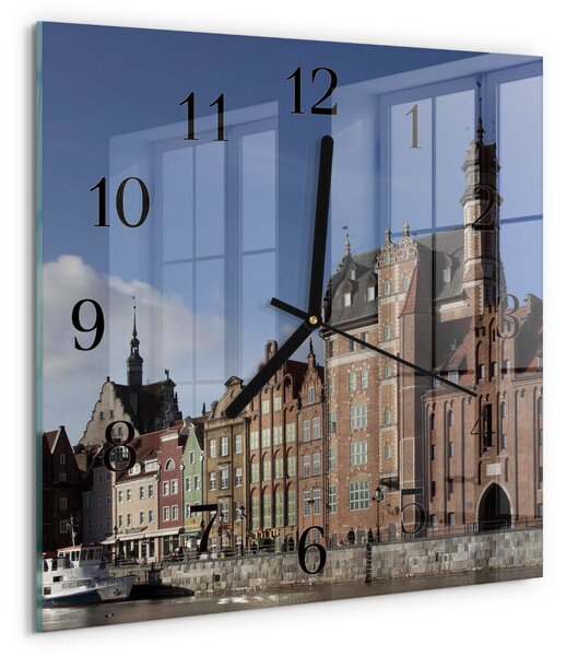 Skleněné hodiny na stěnu Gdaňsk zskc-30x30-00173471