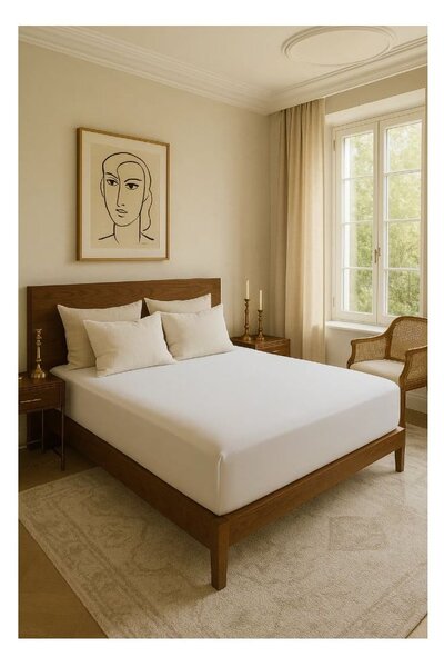 Bílé napínací prostěradlo z bavlny Renforcé 200x140 cm Ranforce – Mila Home Luxury
