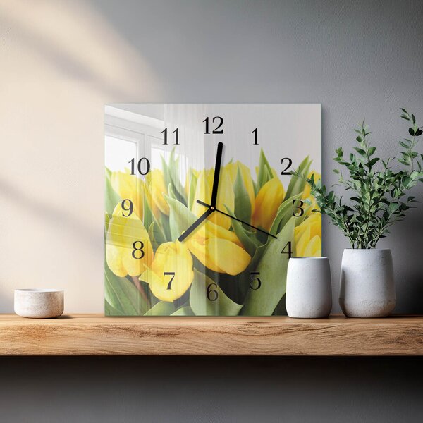 Skleněné hodiny na stěnu Tulipánové květy zskc-30x30-00173528