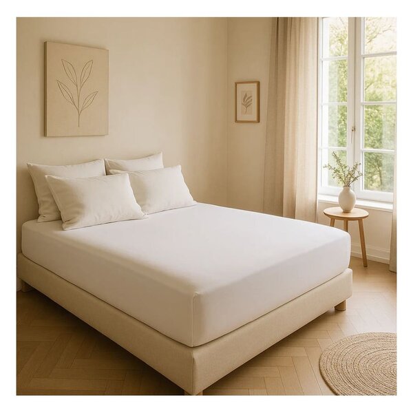 Bílé napínací prostěradlo z bavlny Renforcé 200x140 cm Ranforce – Mila Home Luxury