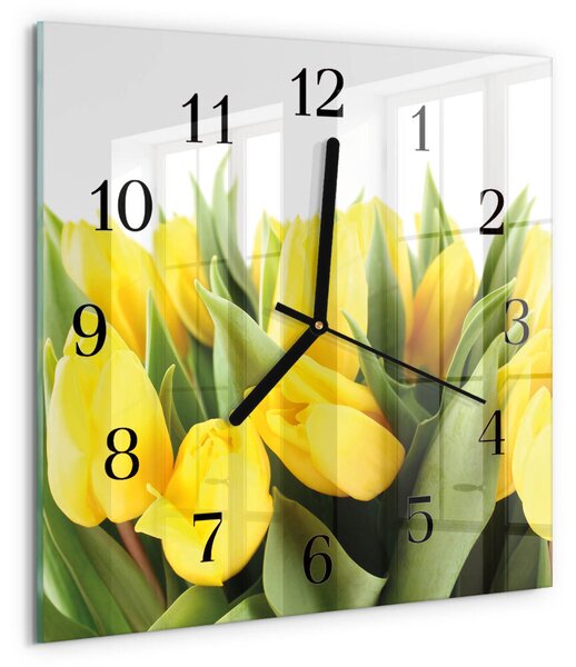 Skleněné hodiny na stěnu Tulipánové květy zskc-30x30-00173528