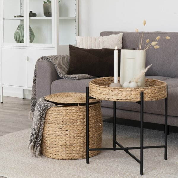Nordic Living Odkládací stolek Issur 50 cm z přírodních vláken