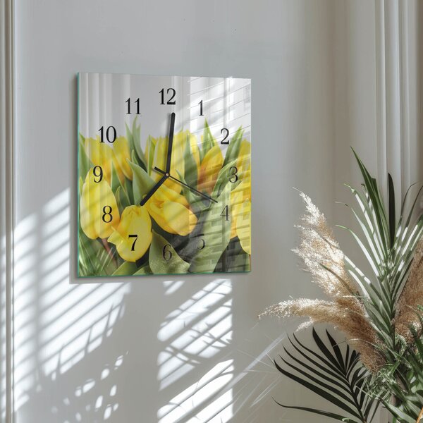 Skleněné hodiny na stěnu Tulipánové květy zskc-30x30-00173528