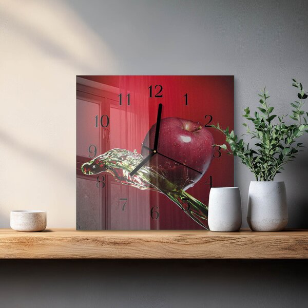 Skleněné hodiny na stěnu Jablko zskc-30x30-00173547