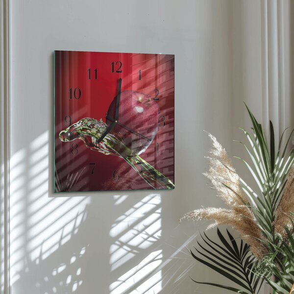 Skleněné hodiny na stěnu Jablko zskc-30x30-00173547