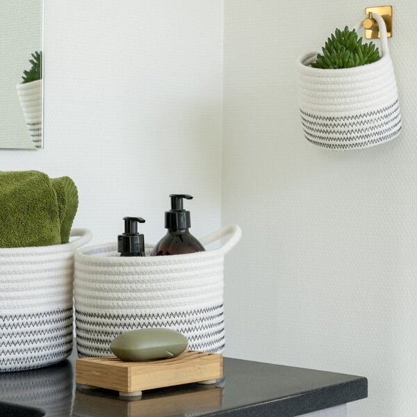 Nordic Living Set tří bílých bavlněných košů Caelia 20/17/13 cm